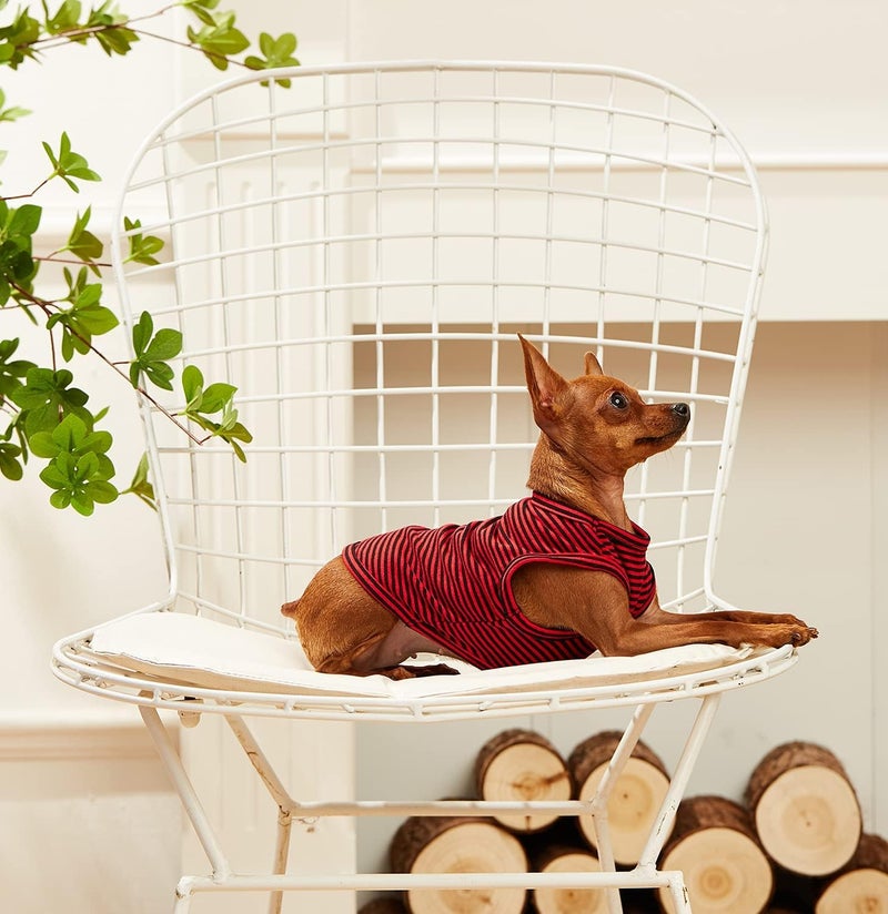 WEONE Dog Summer T-Shirts Striped Cotton Vest,Pet Breathable Soft Basic Clothes for Small Medium Larg Boy Girl Dogs,XXL - Image 5